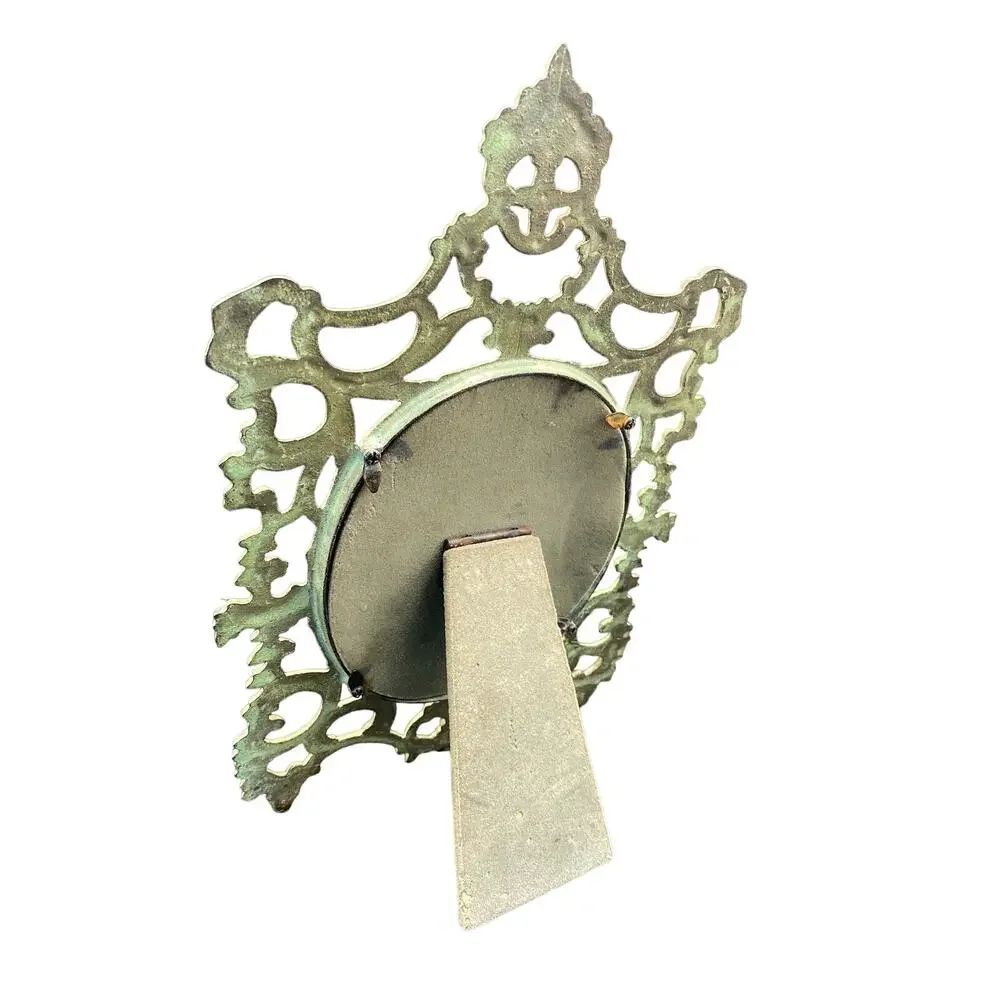 Vtg antique wrought Iron Oval Photo Frame - Picture 3 of 5